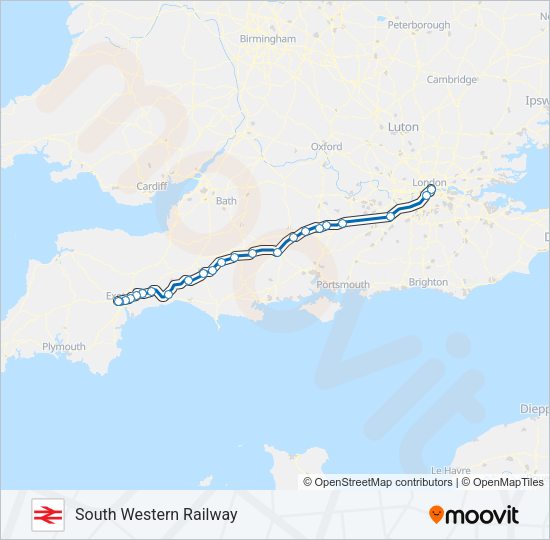 SOUTH WESTERN RAILWAY Train Line Map