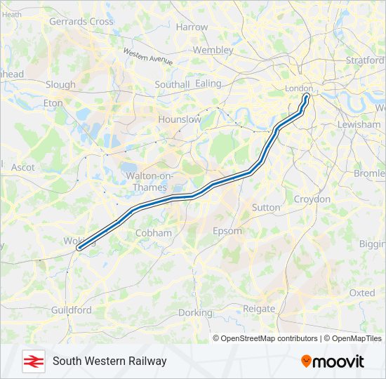 SOUTH WESTERN RAILWAY Train Line Map
