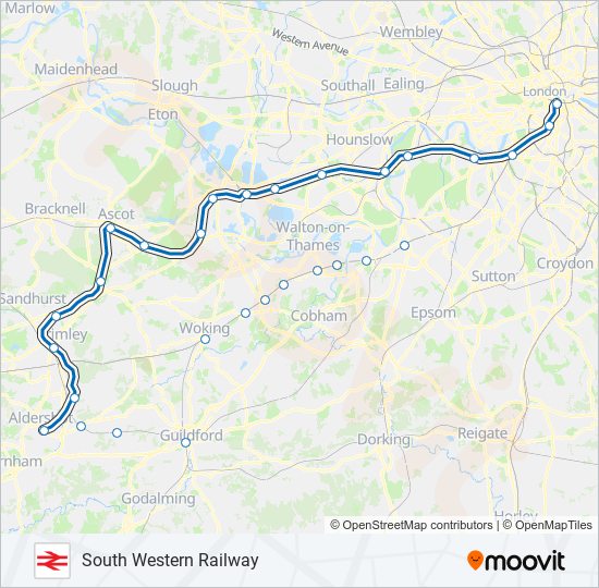 SOUTH WESTERN RAILWAY train Line Map