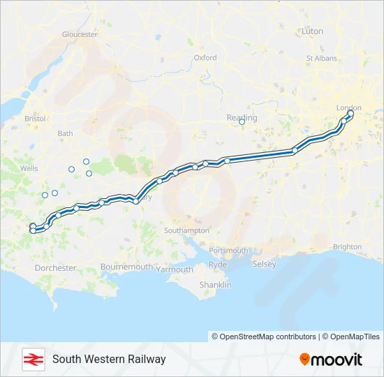 SOUTH WESTERN RAILWAY Train Line Map