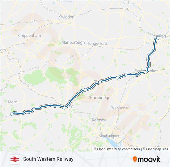 SOUTH WESTERN RAILWAY Train Line Map