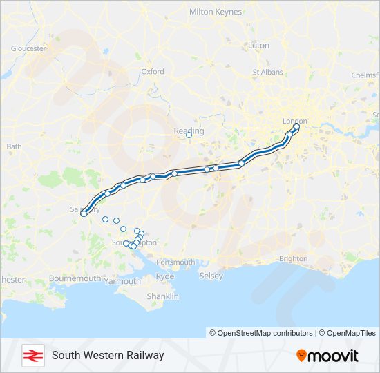 SOUTH WESTERN RAILWAY Train Line Map