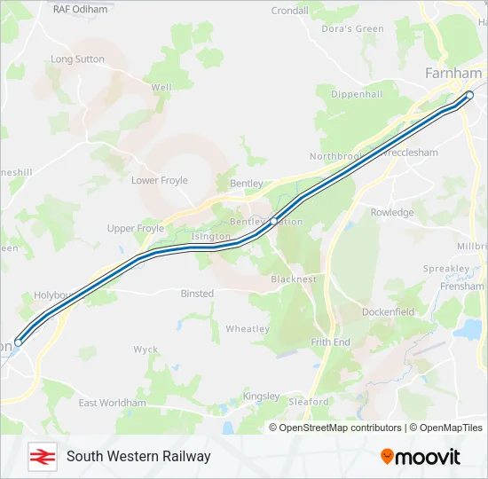 SOUTH WESTERN RAILWAY Train Line Map