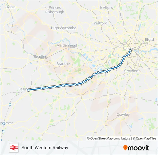 SOUTH WESTERN RAILWAY Train Line Map