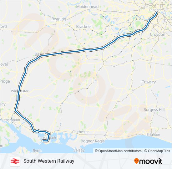 SOUTH WESTERN RAILWAY Train Line Map