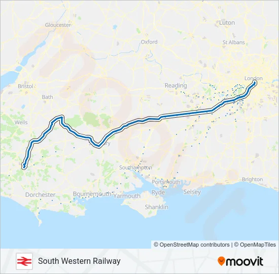 SOUTH WESTERN RAILWAY Train Line Map
