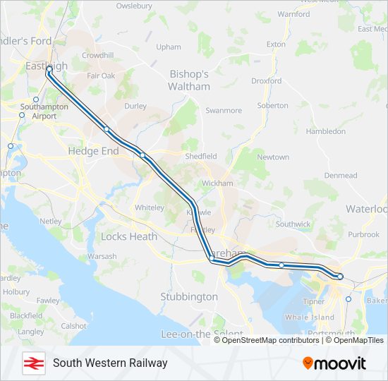 SOUTH WESTERN RAILWAY Train Line Map