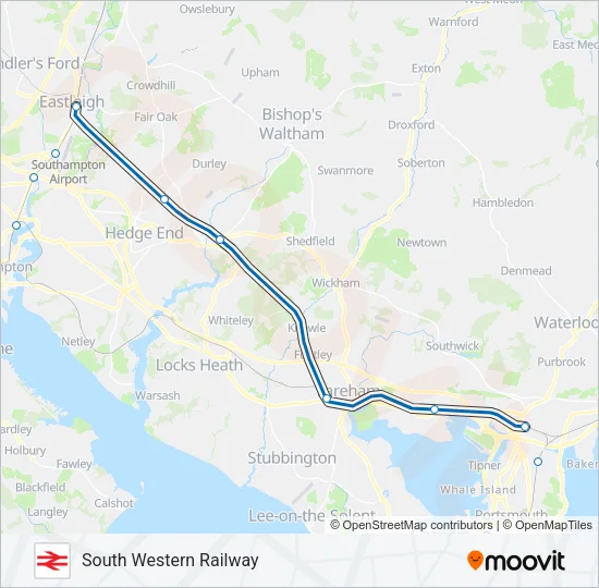 SOUTH WESTERN RAILWAY Train Line Map