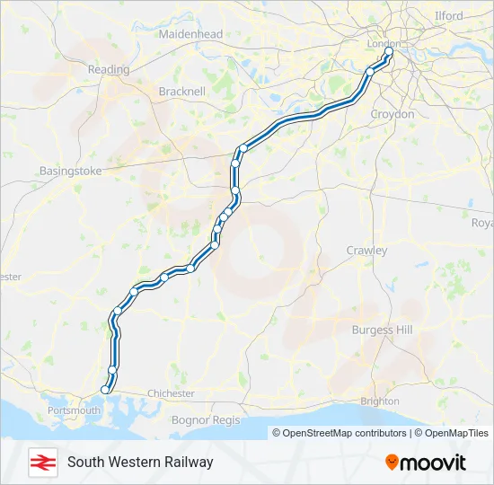 SOUTH WESTERN RAILWAY Train Line Map