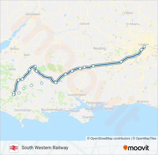 SOUTH WESTERN RAILWAY Train Line Map