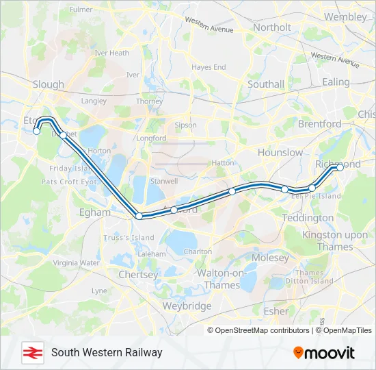 SOUTH WESTERN RAILWAY Train Line Map