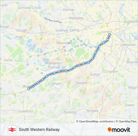 SOUTH WESTERN RAILWAY Train Line Map