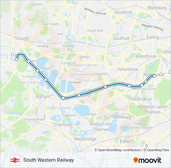 SOUTH WESTERN RAILWAY Train Line Map