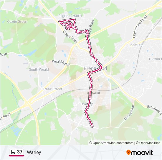 37 Route Schedules, Stops & Maps Warley (Updated)