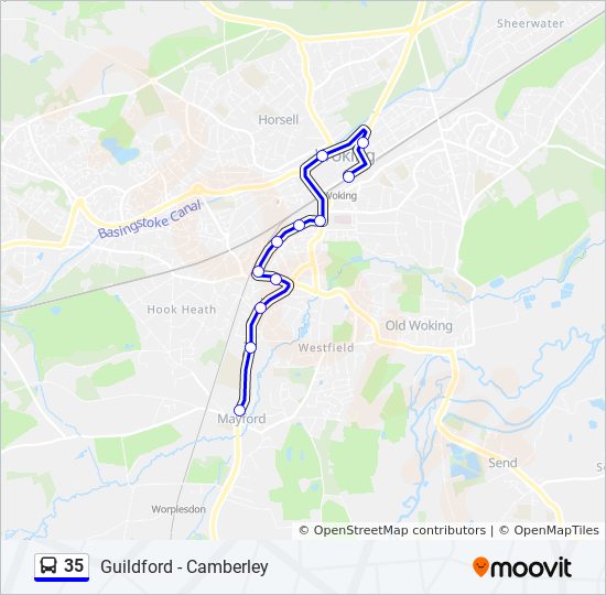 Bus 35 Route Map 35 Route: Schedules, Stops & Maps - Woking (Updated)