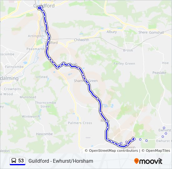 Bus 53 Route Map 53 Route: Schedules, Stops & Maps - Guildford (Updated)