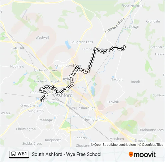 WS1 Bus Line Map