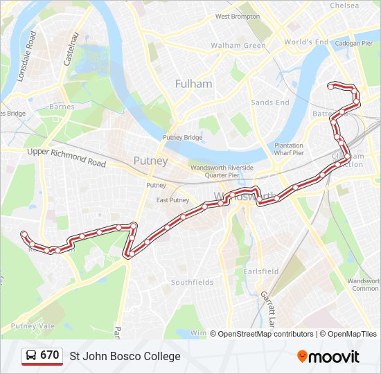 670 Bus Line Map