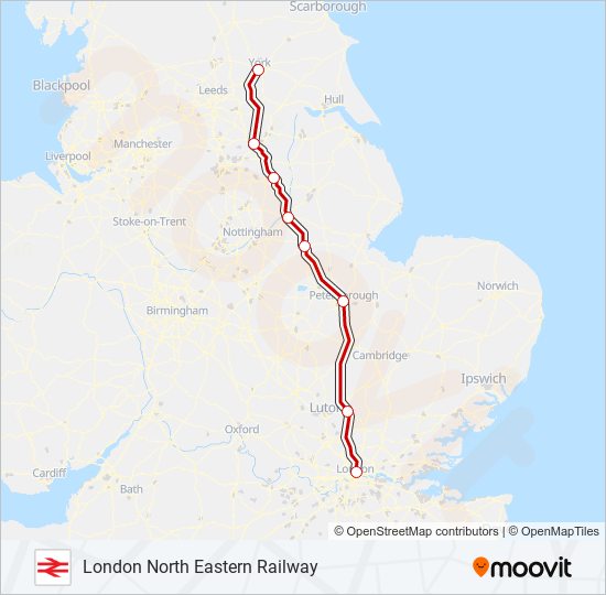 LONDON NORTH EASTERN RAILWAY train Line Map