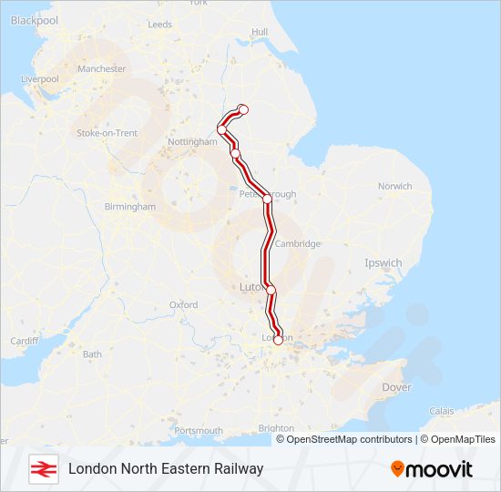 LONDON NORTH EASTERN RAILWAY Train Line Map