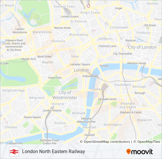 LONDON NORTH EASTERN RAILWAY train Line Map