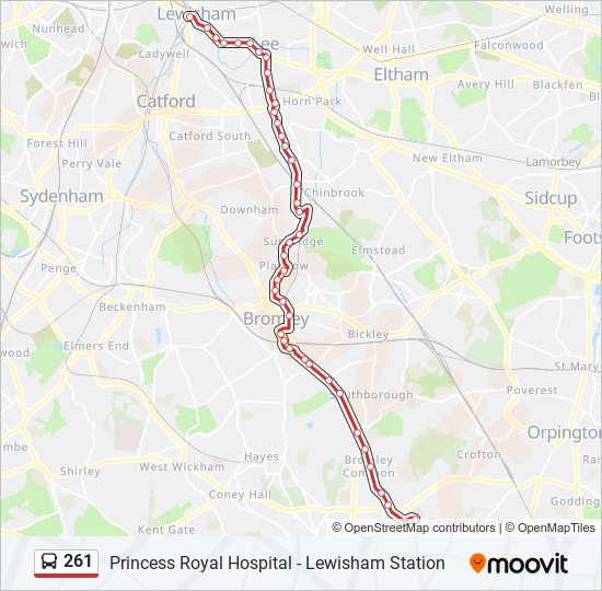 Bus 261 Route Map 261 Route: Schedules, Stops & Maps - Princess Royal Hospital (Updated)