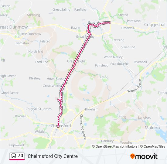 70 Bus Line Map