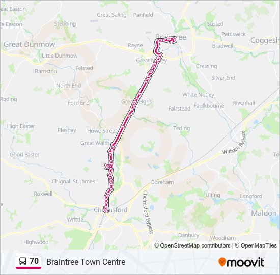 70 bus Line Map