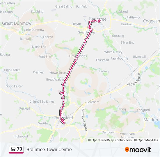 70 Route: Schedules, Stops & Maps - Braintree Town Centre (Updated)