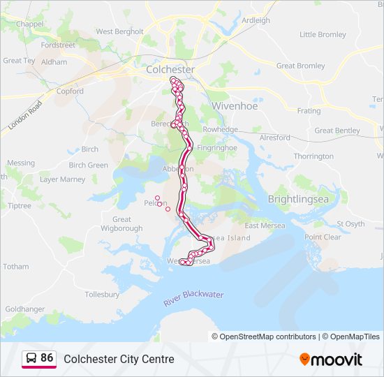 86 Bus Line Map