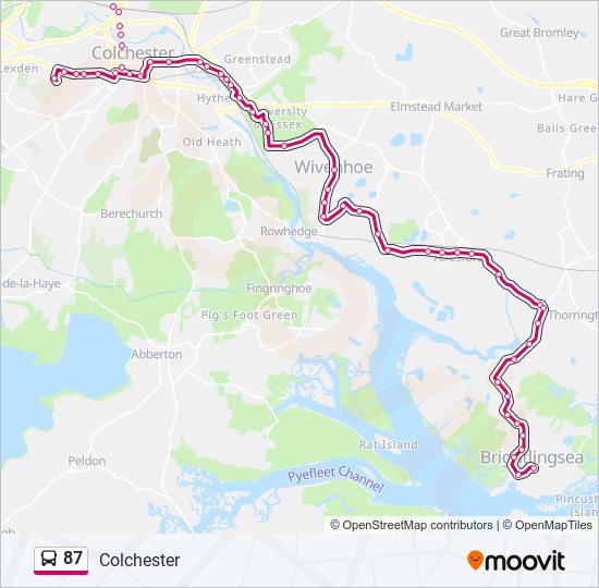 Bus 87 Route Map 87 Route: Schedules, Stops & Maps - Colchester (Updated)