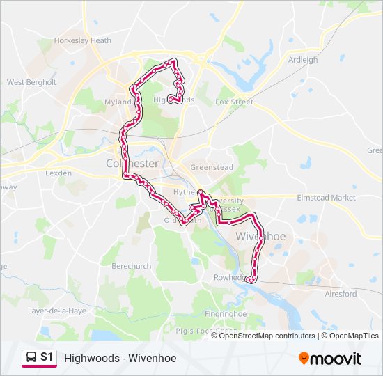 S1 Bus Route Map S1 Route: Schedules, Stops & Maps - Highwoods (Updated)