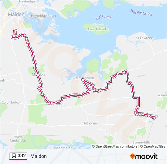 332 Route: Schedules, Stops & Maps - Maldon (Updated)