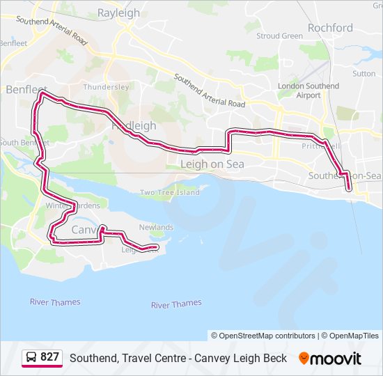 827 bus Line Map