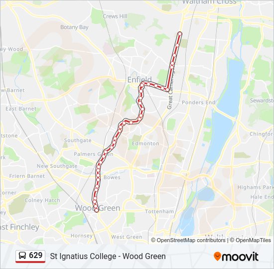 629 Bus Line Map