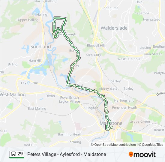 29 bus Line Map