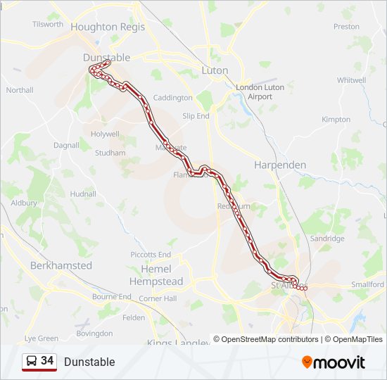 34 Route: Schedules, Stops & Maps - Dunstable (Updated)