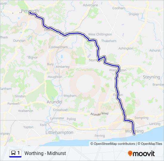 1 Route Schedules, Stops & Maps Worthing (Updated)