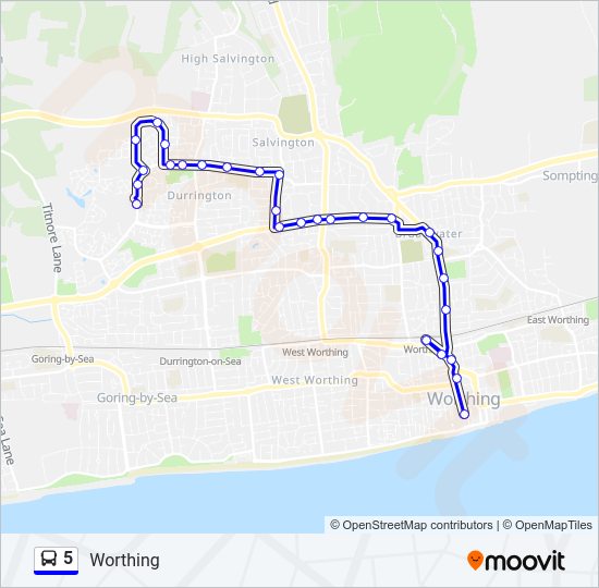 number 5 bus timetable worthing