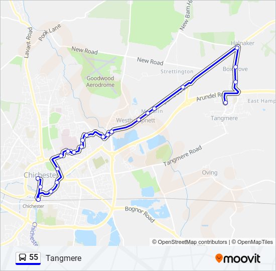 55 Route Schedules, Stops & Maps Tangmere (Updated)