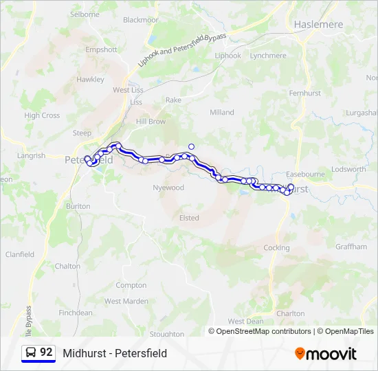 92 Route: Schedules, Stops & Maps - Petersfield (Updated)