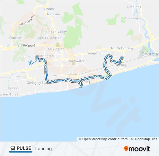 Pulse Bus Route Map Pulse Route: Schedules, Stops & Maps - Lancing (Updated)