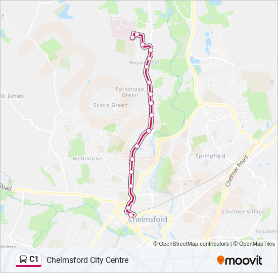 c1 Route Schedules, Stops & Maps Chelmsford City Centre (Updated)