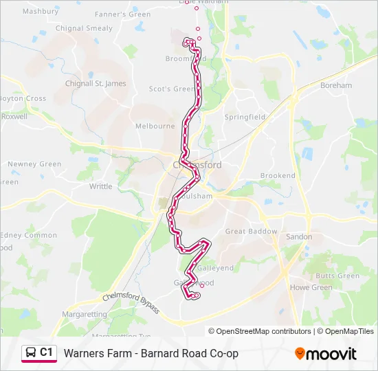C1 Route: Schedules, Stops & Maps - Galleywood (Updated)