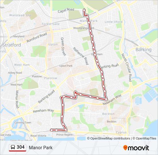 304 Bus Line Map