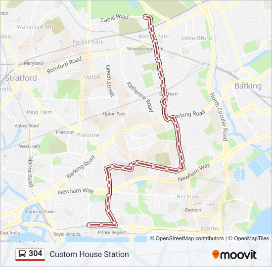 304 Bus Line Map