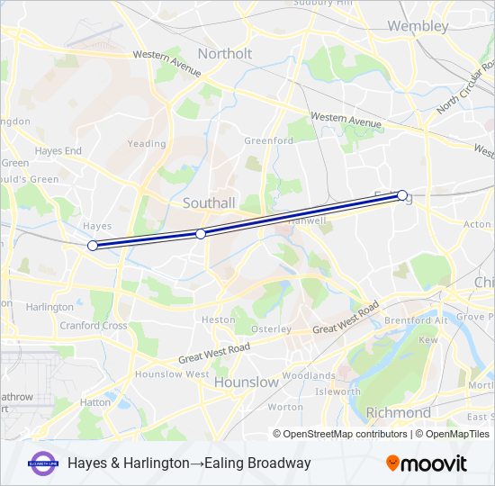 elizabeth Route Schedules, Stops & Maps Hayes & Harlington‎→Ealing