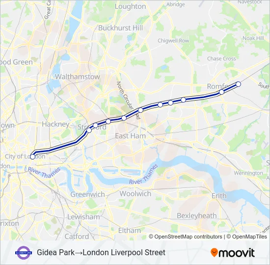 ELIZABETH Train Line Map