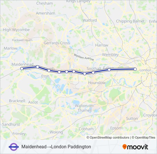 elizabeth Route: Schedules, Stops & Maps - Maidenhead‎→London ...