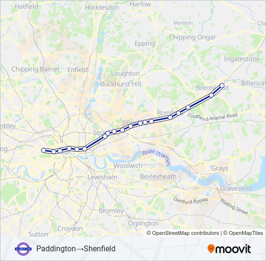 elizabeth Route Schedules, Stops & Maps Paddington‎→Shenfield (Updated)